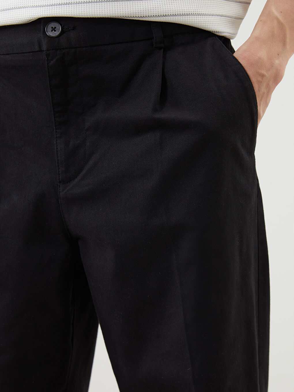 Siyah Rahat Kalıp Erkek Chino Pantolon-2