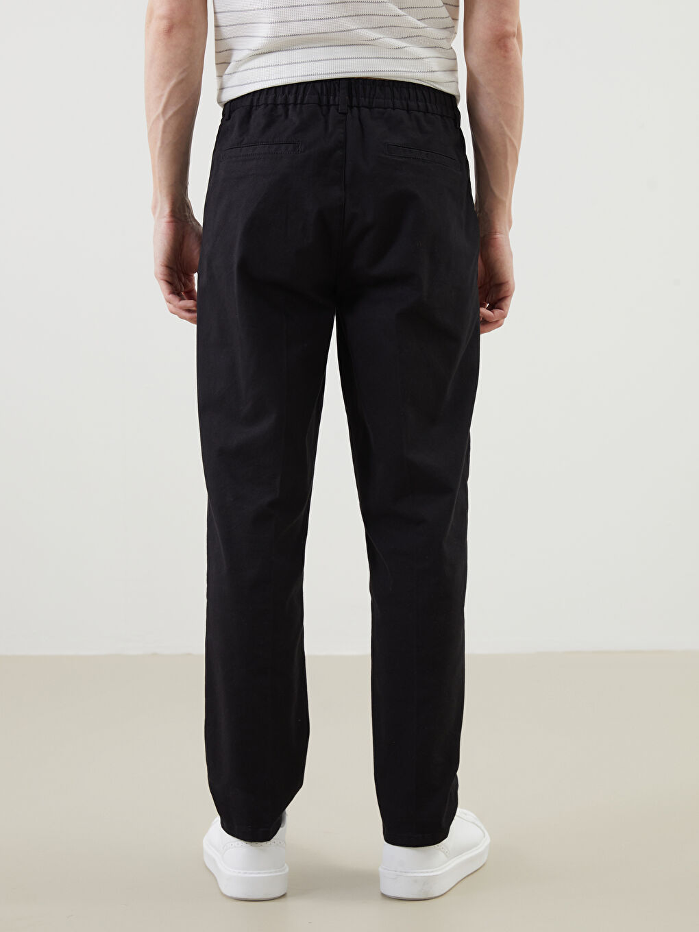 Siyah Rahat Kalıp Erkek Chino Pantolon-3