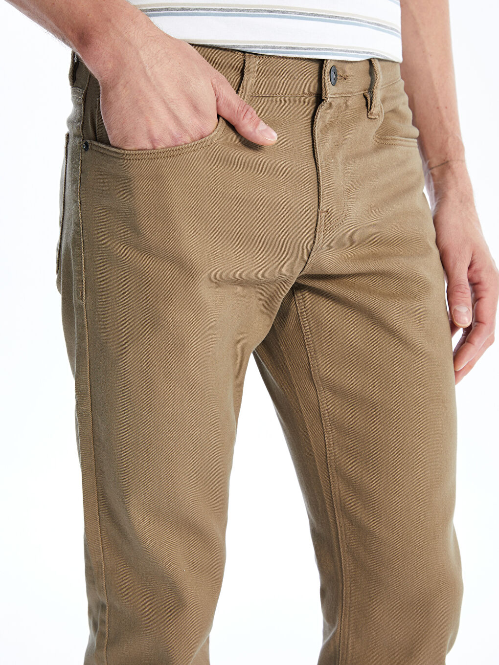 LCWAIKIKI Basic Bej Dar Kalıp Erkek Chino Pantolon - 3