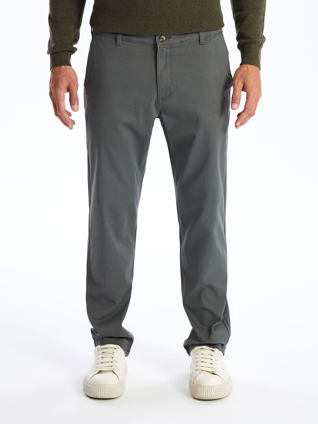 LCWAIKIKI Classic Mat Yeşil Standart Kalıp Gabardin Erkek Chino Pantolon - 2