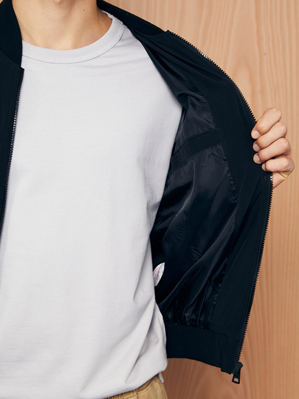 Standard Fit College Collar Men's Bomber Jacket-3