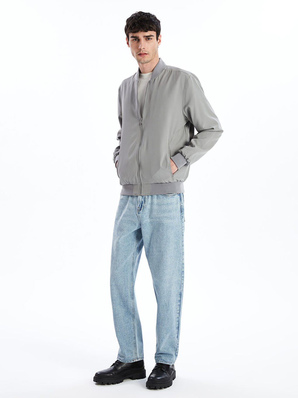 Standard Fit College Collar Men's Bomber Jacket-1