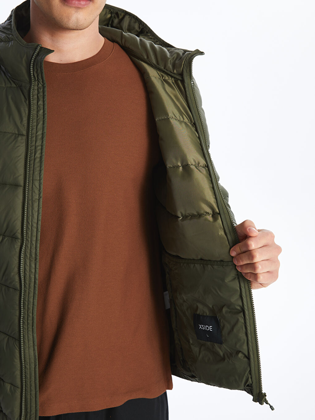 XSIDE Slim Fit Hooded Men's Puffer Coat -W40453Z8-HCZ