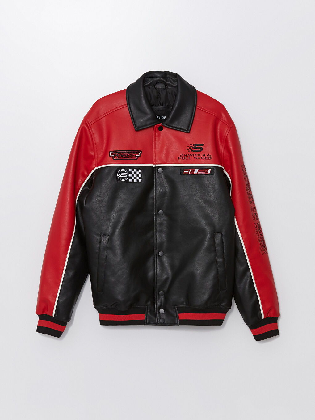 XSIDE Standard Fit Collared Neck Men's Leather Look Coat -W40457Z8-CVL