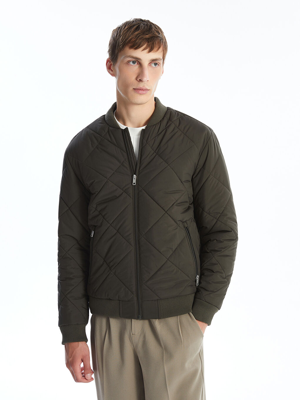 Palton pentru Bărbați cu Guler Colegiu și Croială Standard