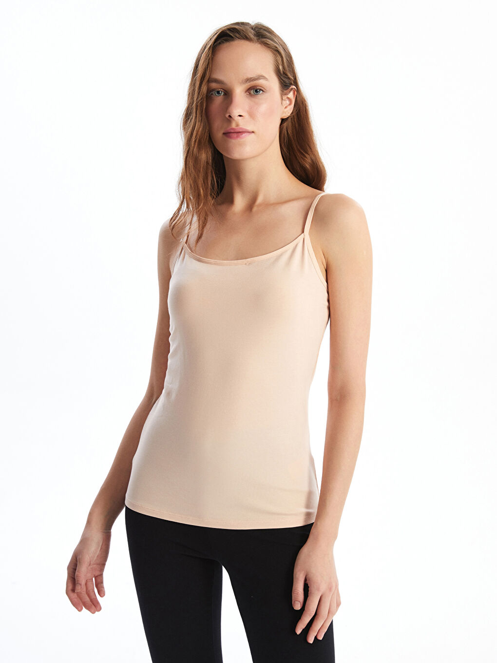 U Neck Plain Strappy Women's Tank Top