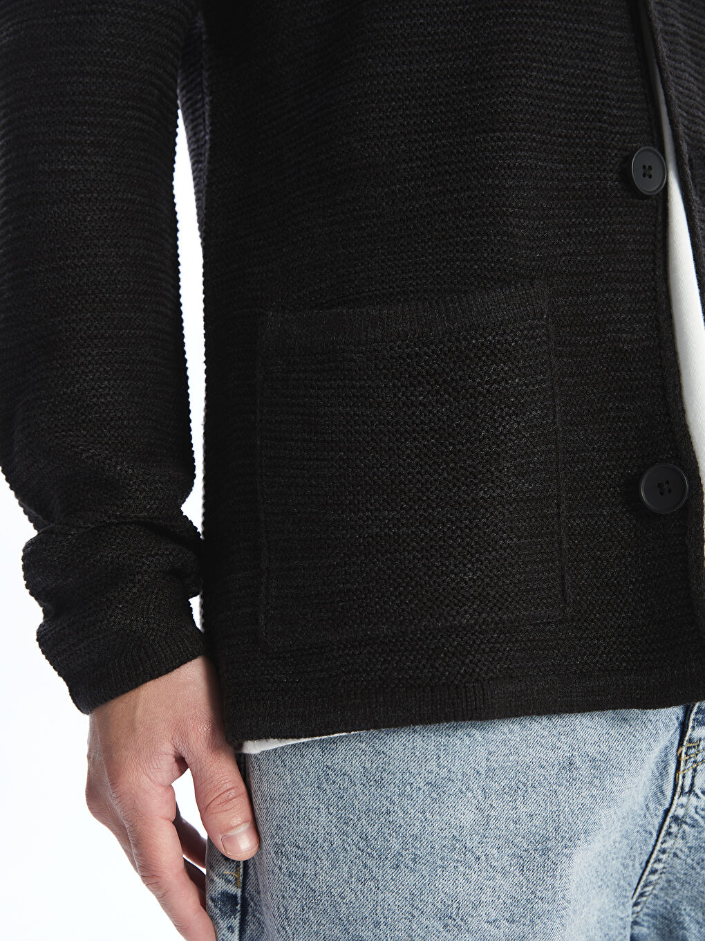 Standard Fit Jacket Neck Men's Knitwear Cardigan-3