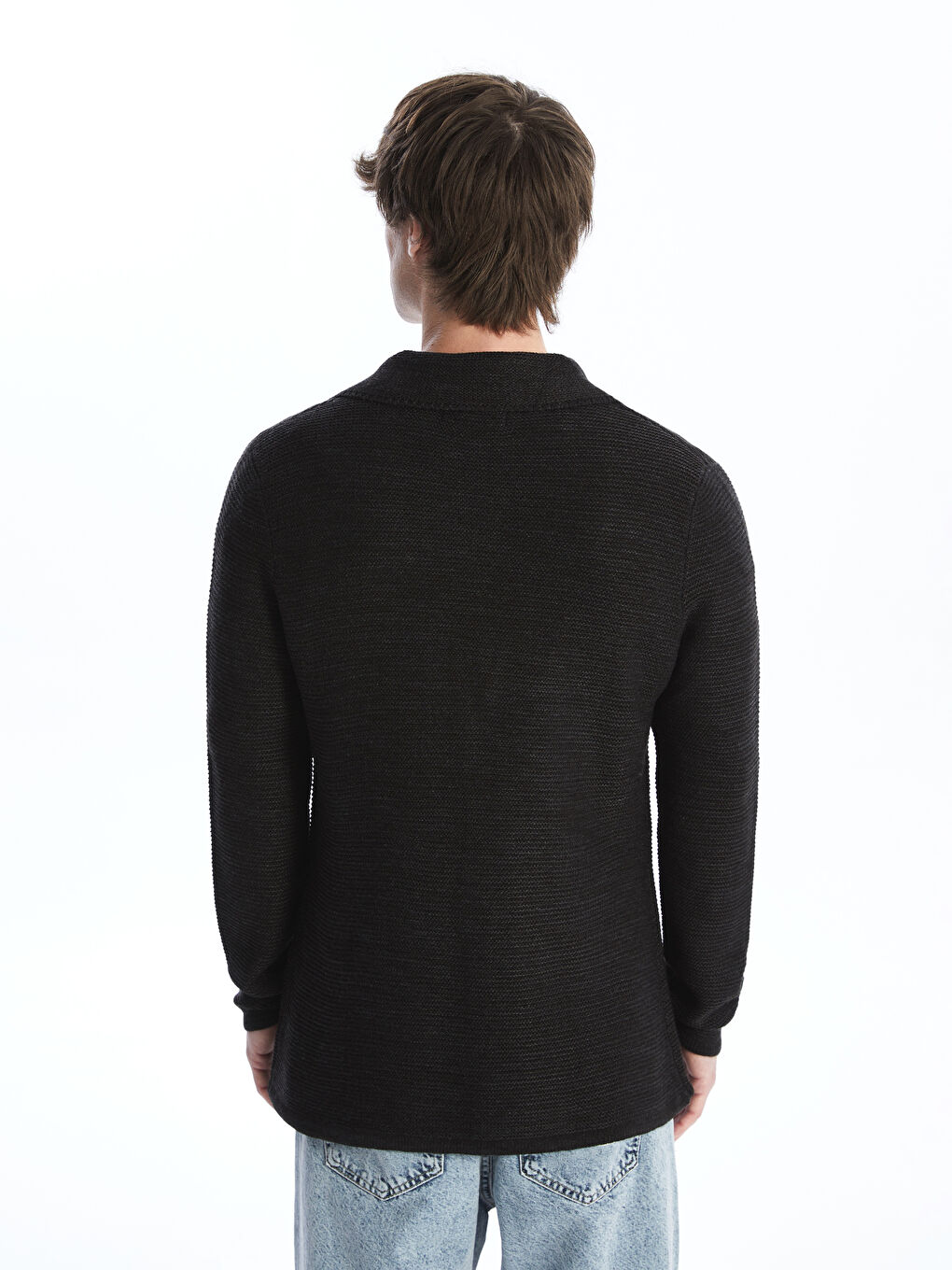 Standard Fit Jacket Neck Men's Knitwear Cardigan-4
