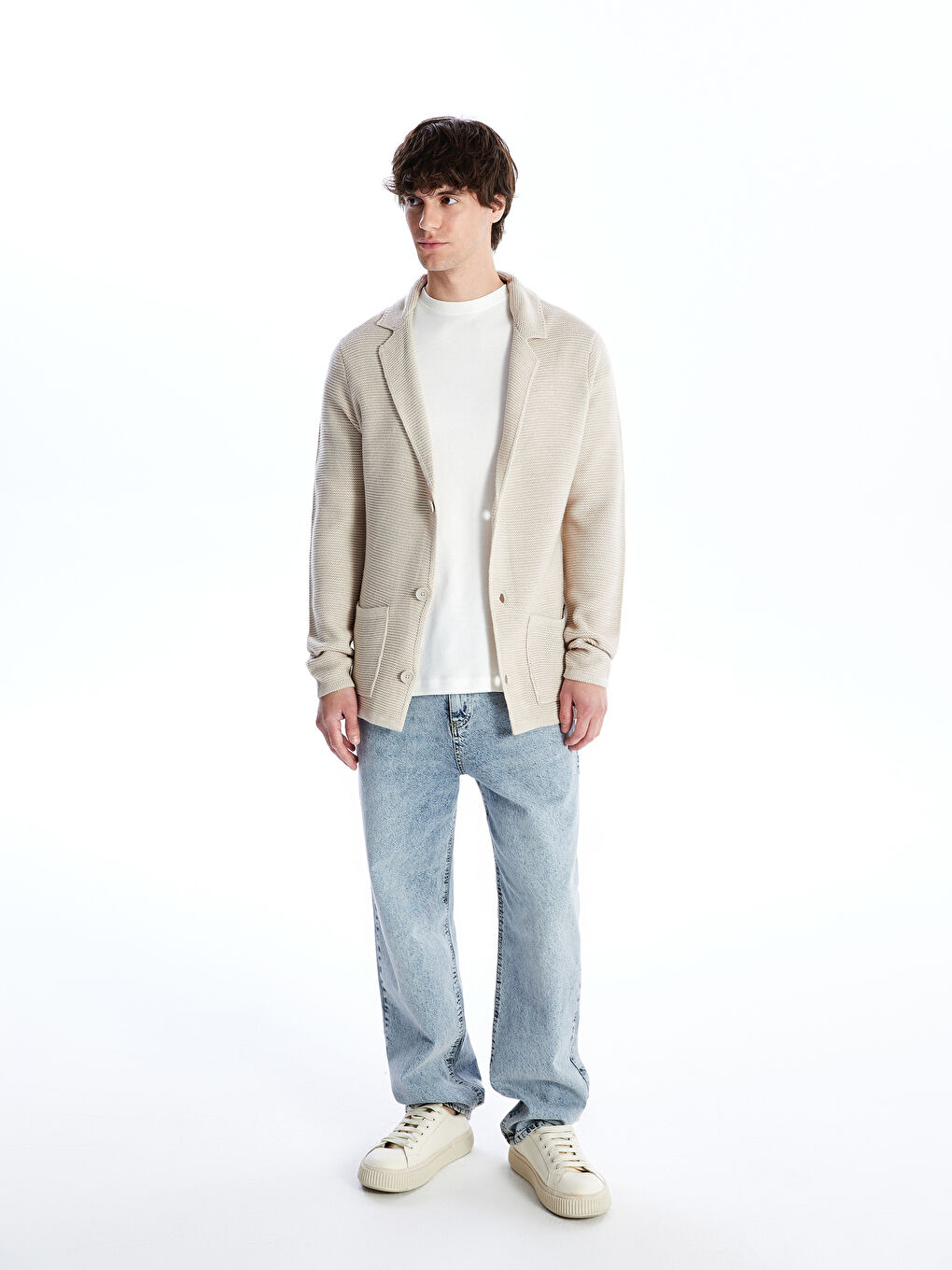 Standard Fit Jacket Neck Men's Knitwear Cardigan-2