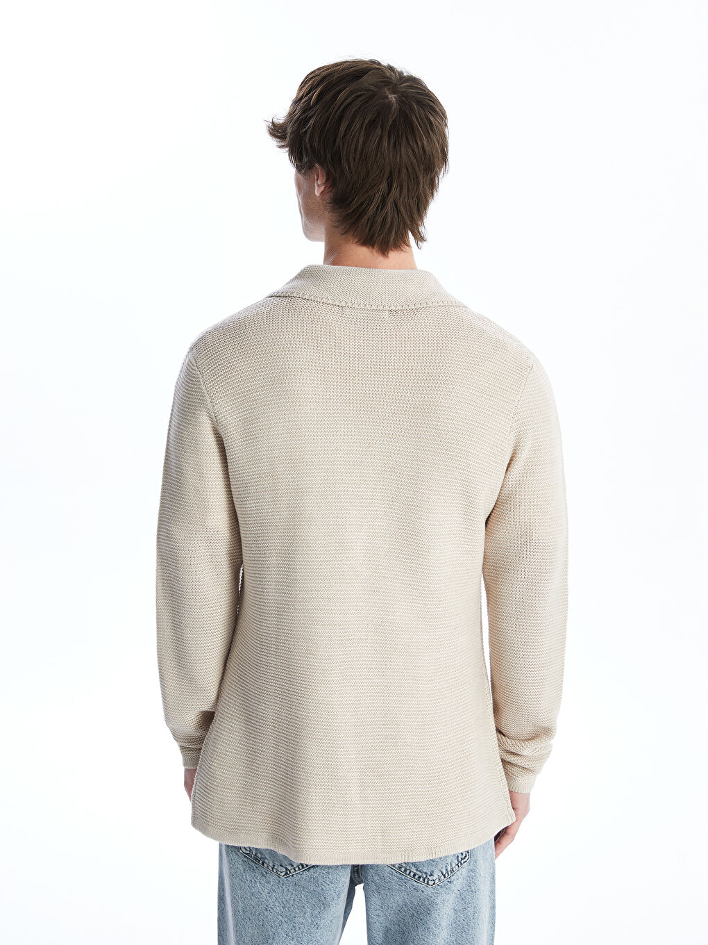 Standard Fit Jacket Neck Men's Knitwear Cardigan-4