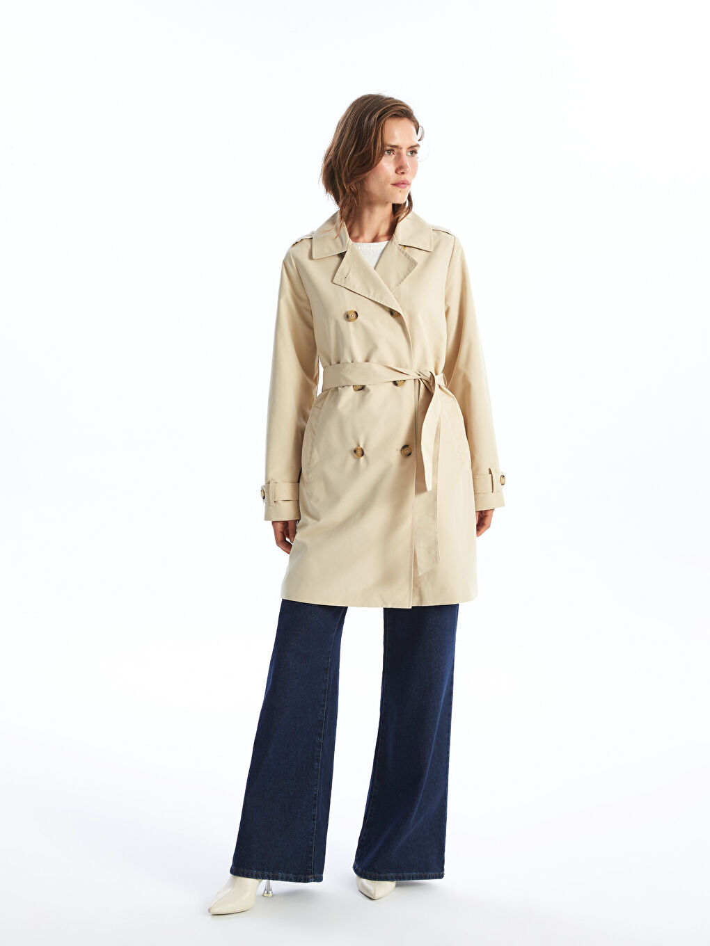 Jacket Neck Women's Trenchcoat-1