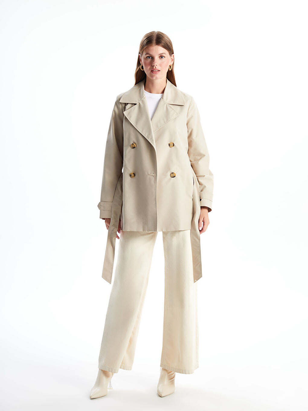 әйелдерге арналған тренчкот тік жағалы-1