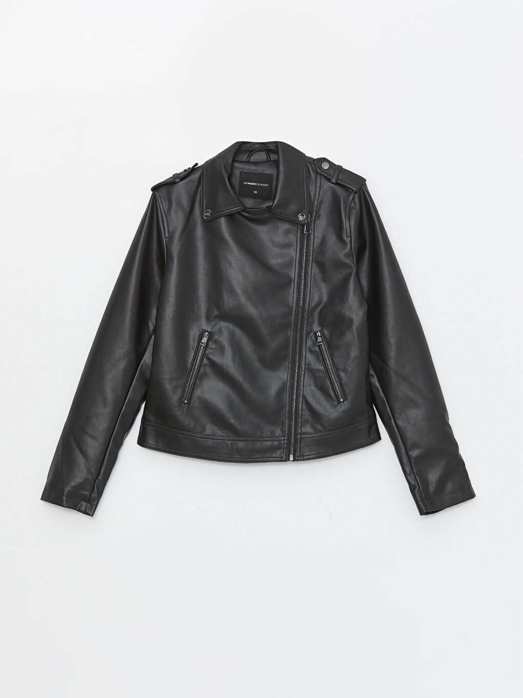 LCWAIKIKI Classic Biker Neck Women's Faux Leather Jacket -W40761Z8-CVL