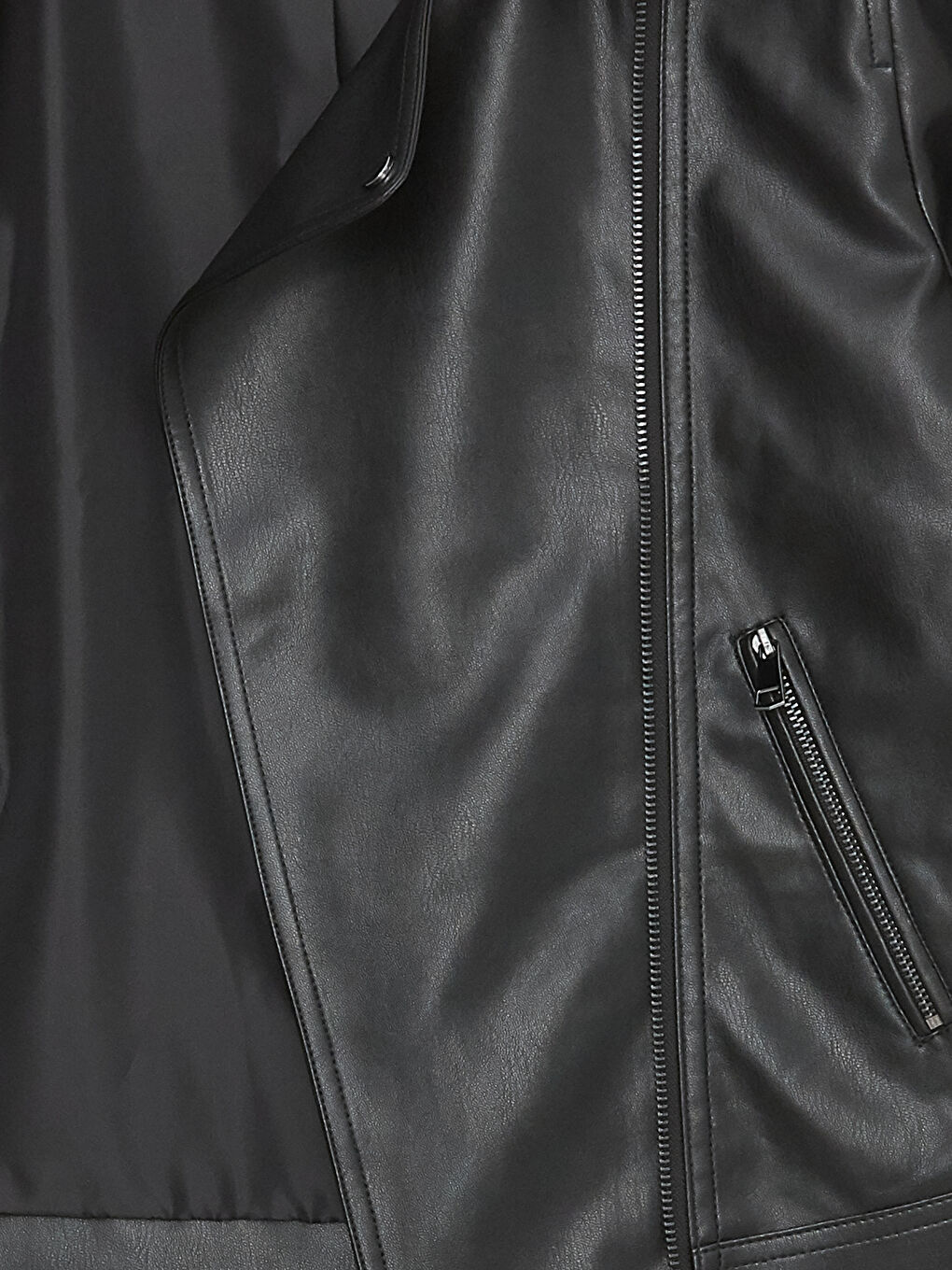 LCWAIKIKI Classic Biker Neck Women's Faux Leather Jacket -W40761Z8-CVL
