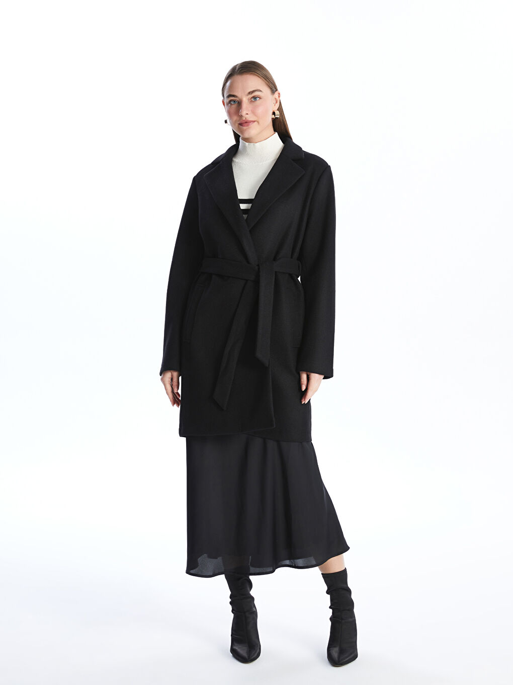 LCWAIKIKI Classic Jacket Collar Women's Cachet Overcoat -W40766Z8-CVL