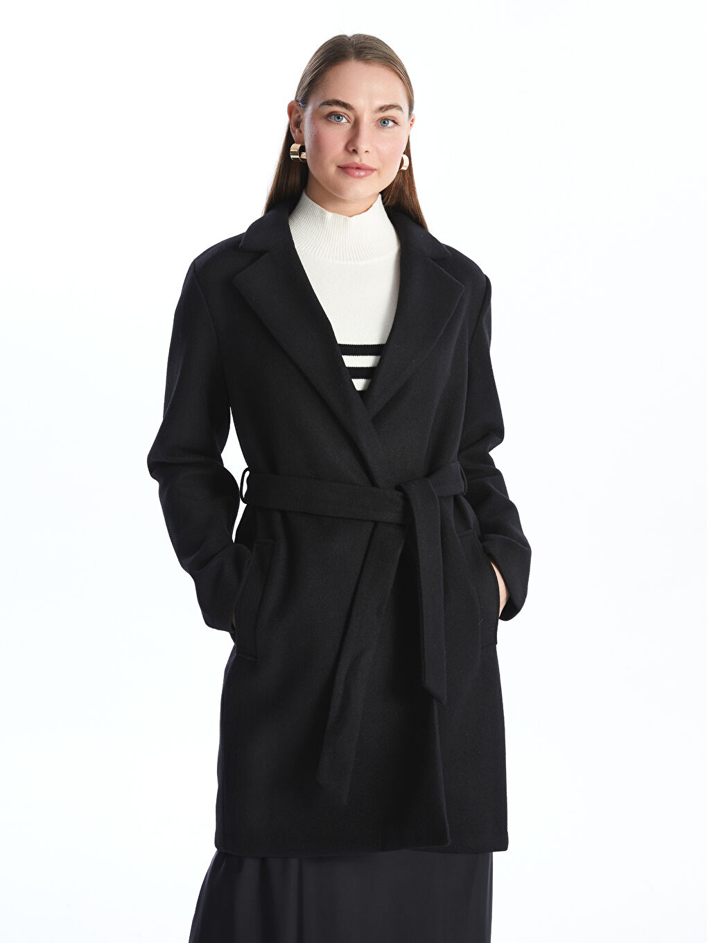 LCWAIKIKI Classic Jacket Collar Women's Cachet Overcoat -W40766Z8-CVL