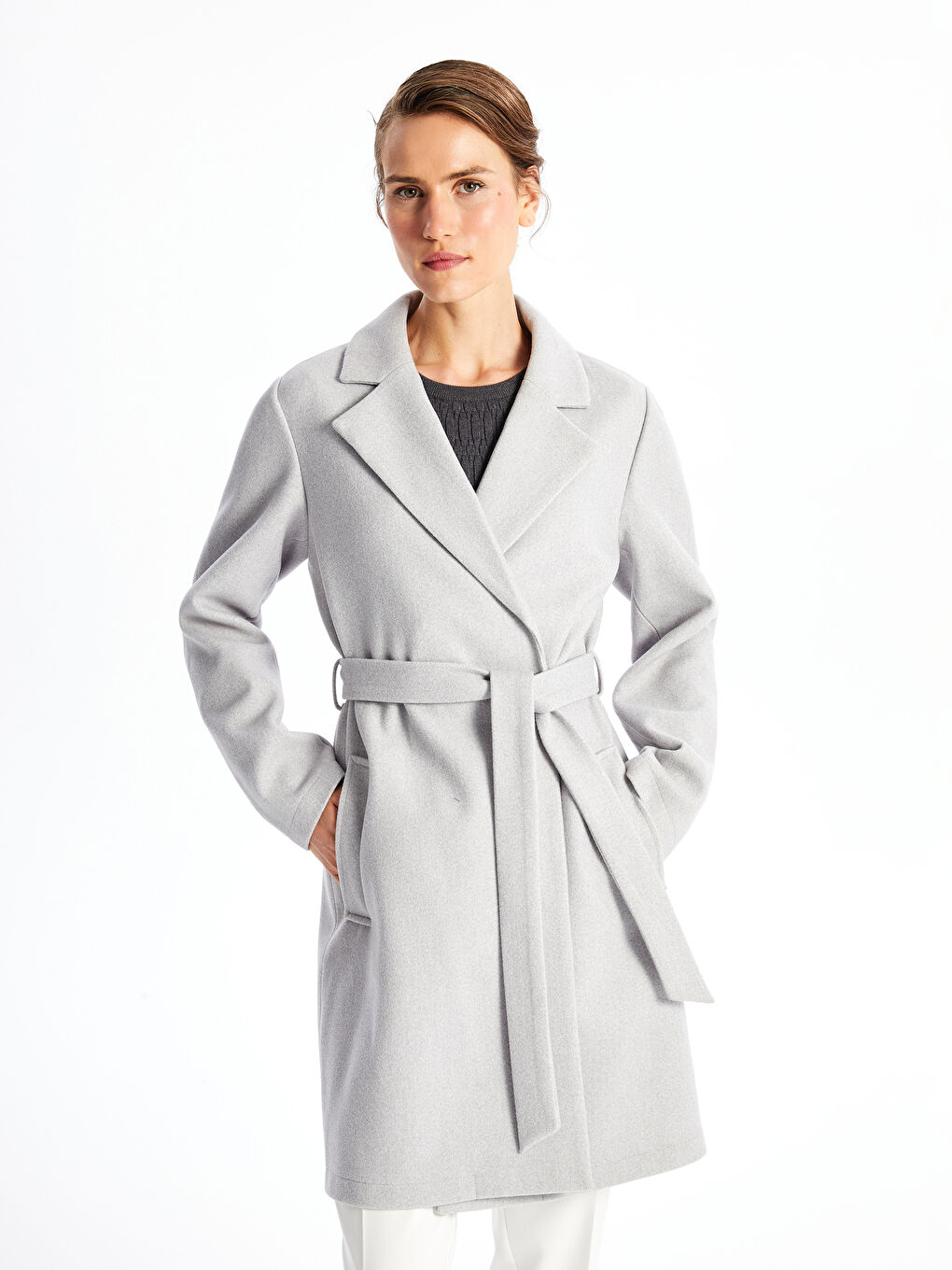 LCWAIKIKI Classic Jacket Collar Women's Cachet Overcoat -W40766Z8-LAL