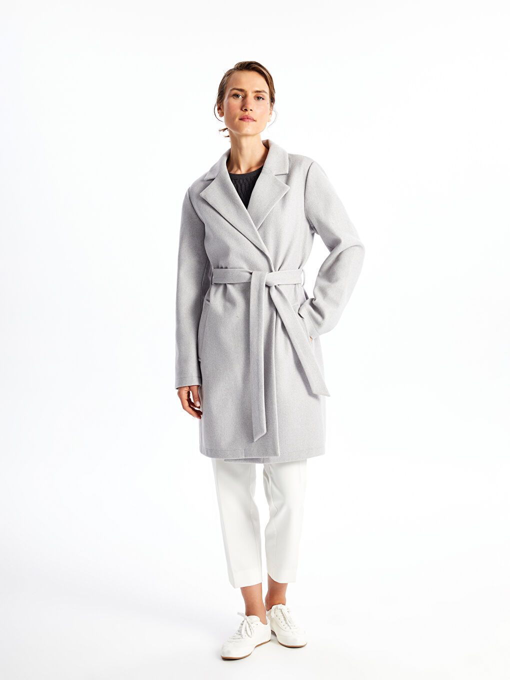LCWAIKIKI Classic Jacket Collar Women's Cachet Overcoat -W40766Z8-LAL