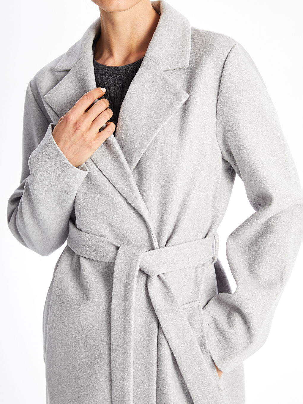 LCWAIKIKI Classic Jacket Collar Women's Cachet Overcoat -W40766Z8-LAL