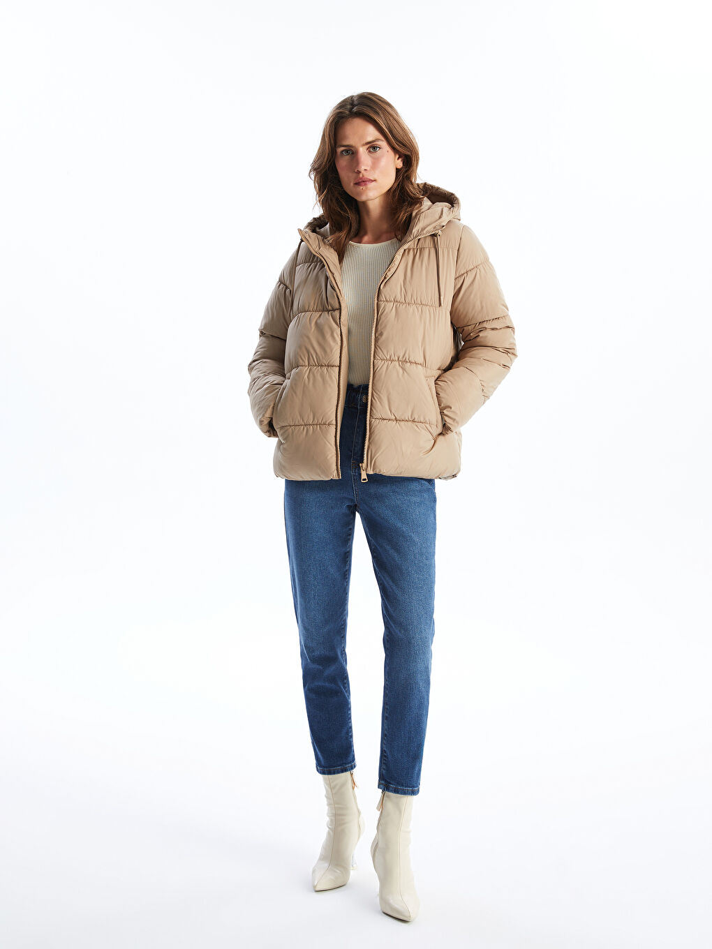 Hooded Women's Puffer Coat-1