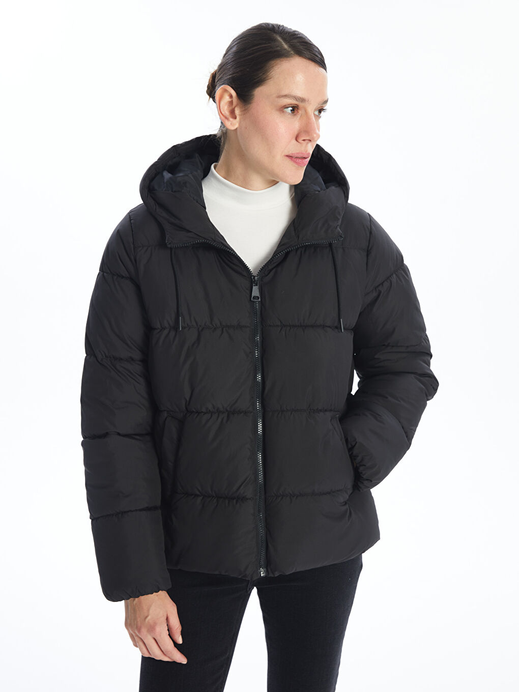 Hooded Women's Puffer Coat-3
