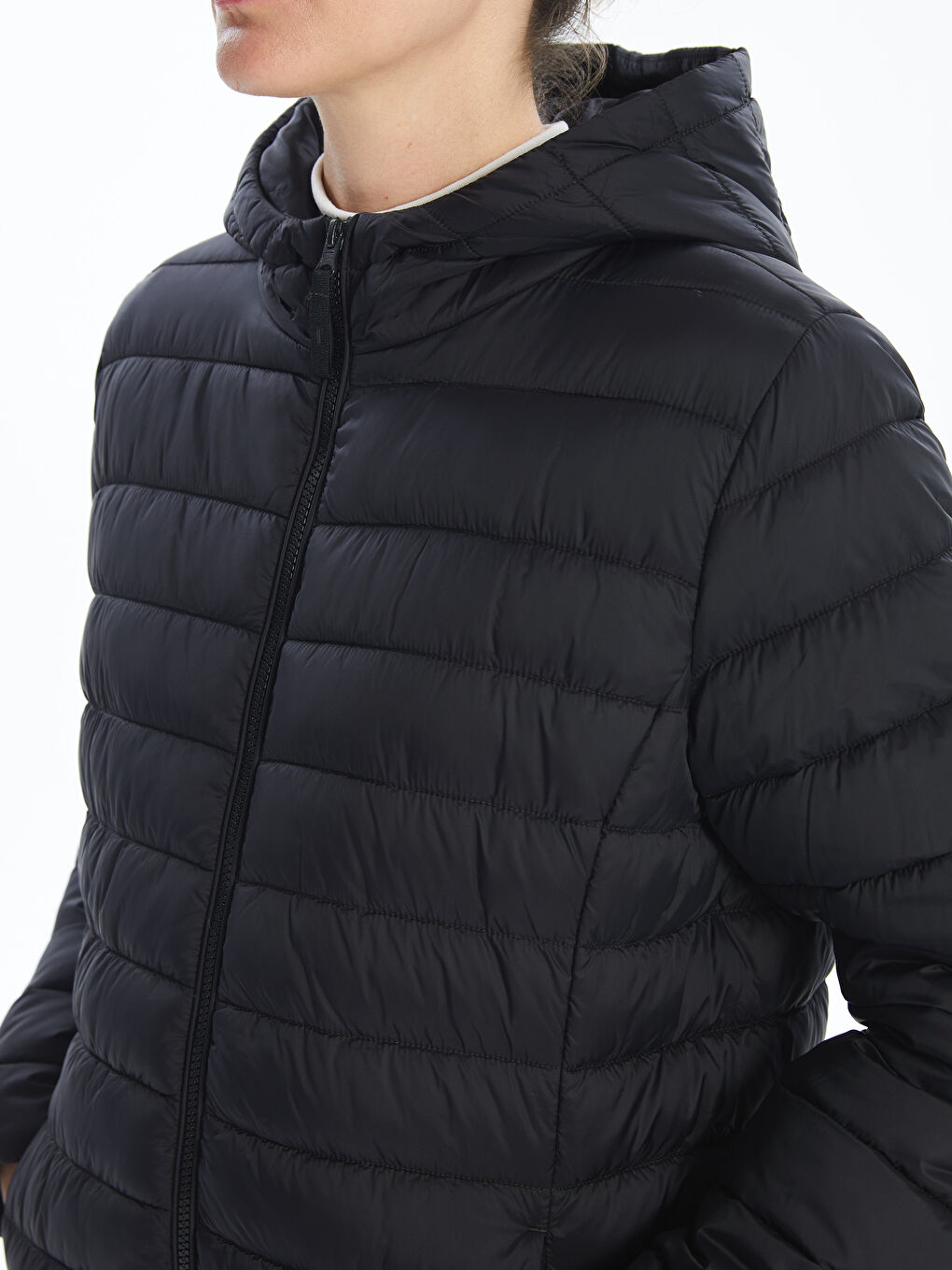 Hooded Women's Puffer Coat -W40772Z8-CVL