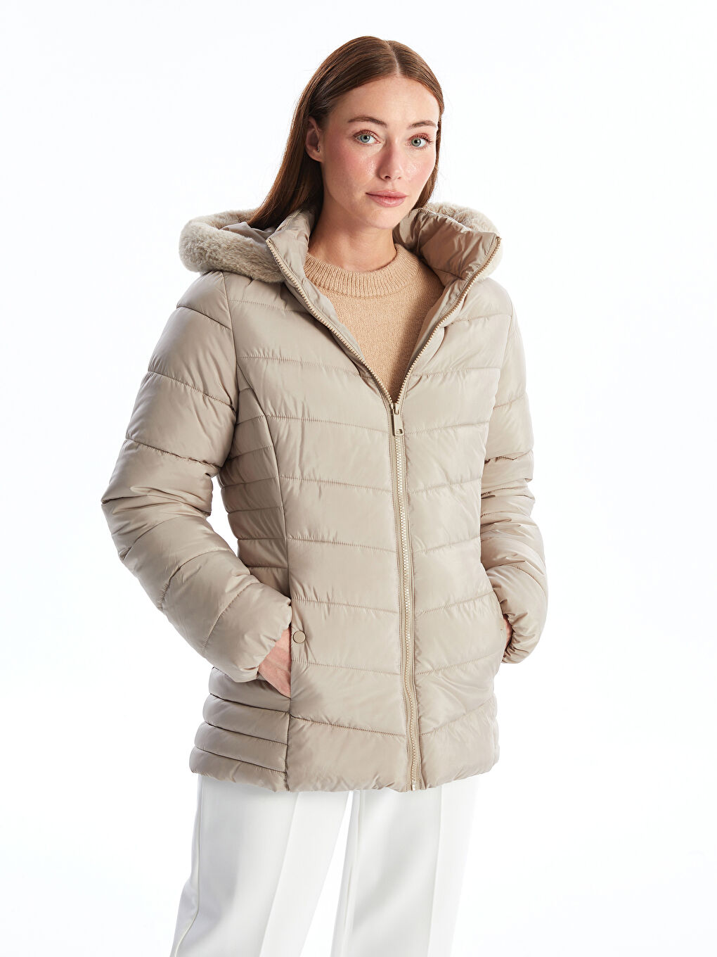 Geacă Matlasată cu Glugă pentru Femei