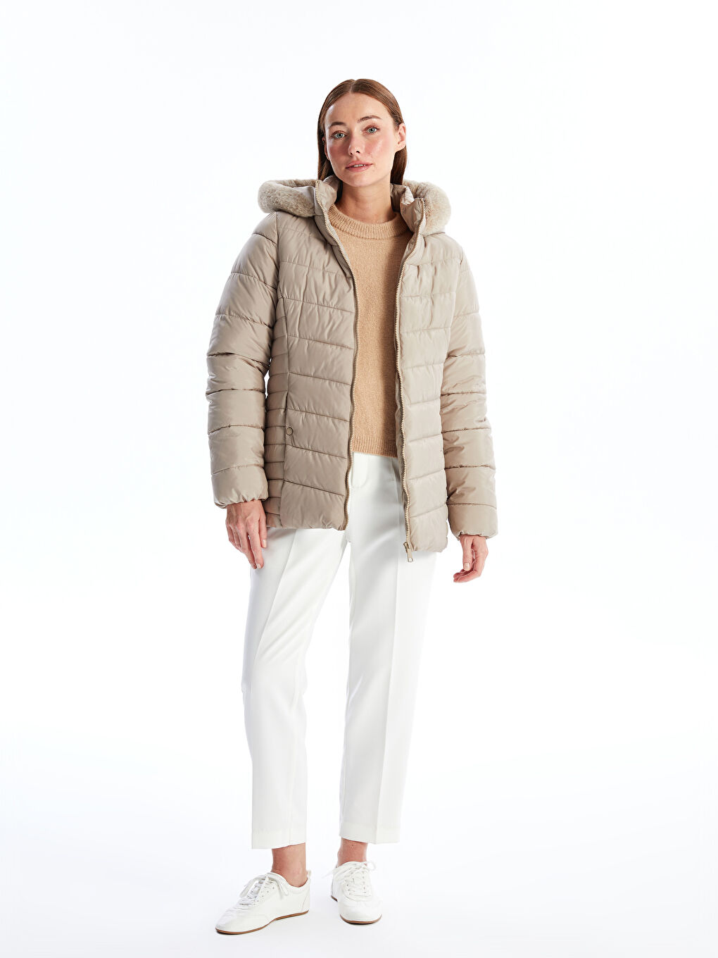 Geacă Matlasată cu Glugă pentru Femei-1