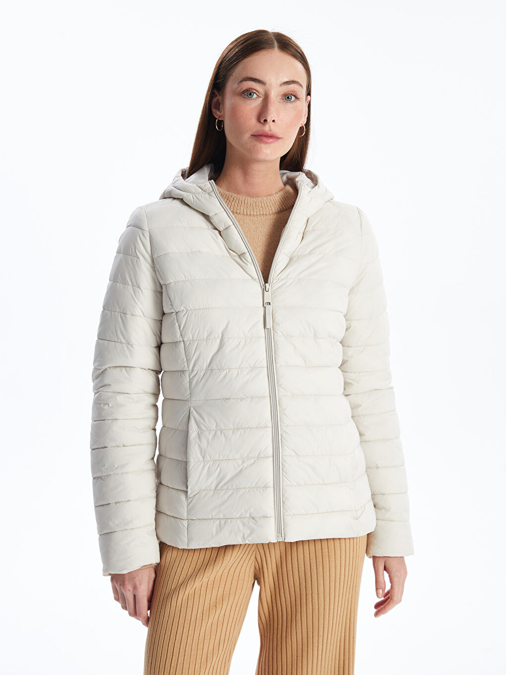 Women's Hooded Plain Puffer Coat