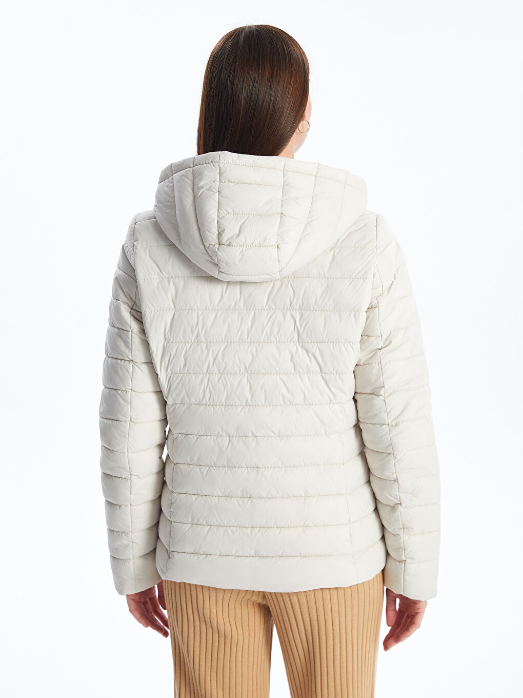 Women's Hooded Plain Puffer Coat-5