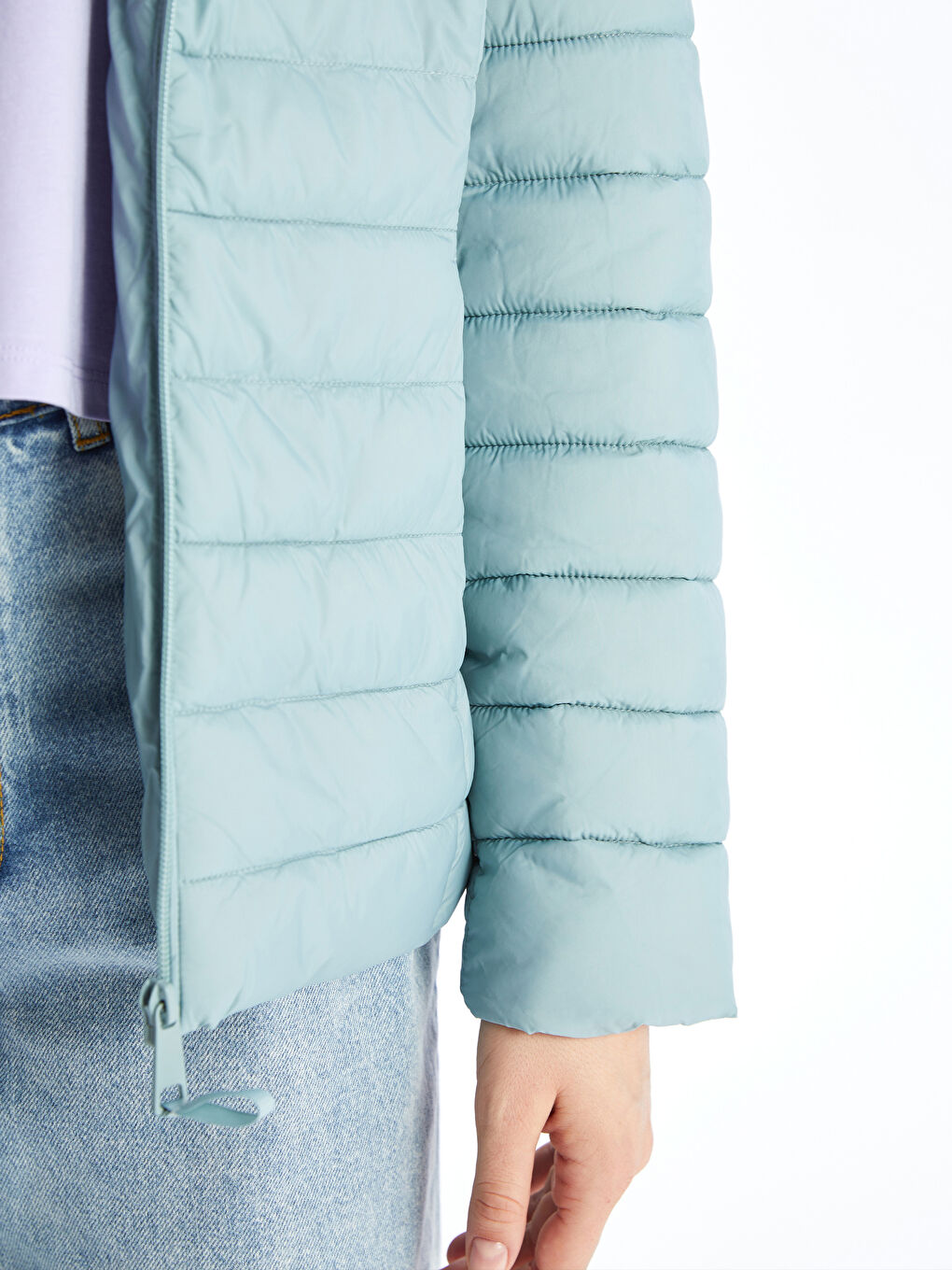 Women's Hooded Plain Puffer Coat-3