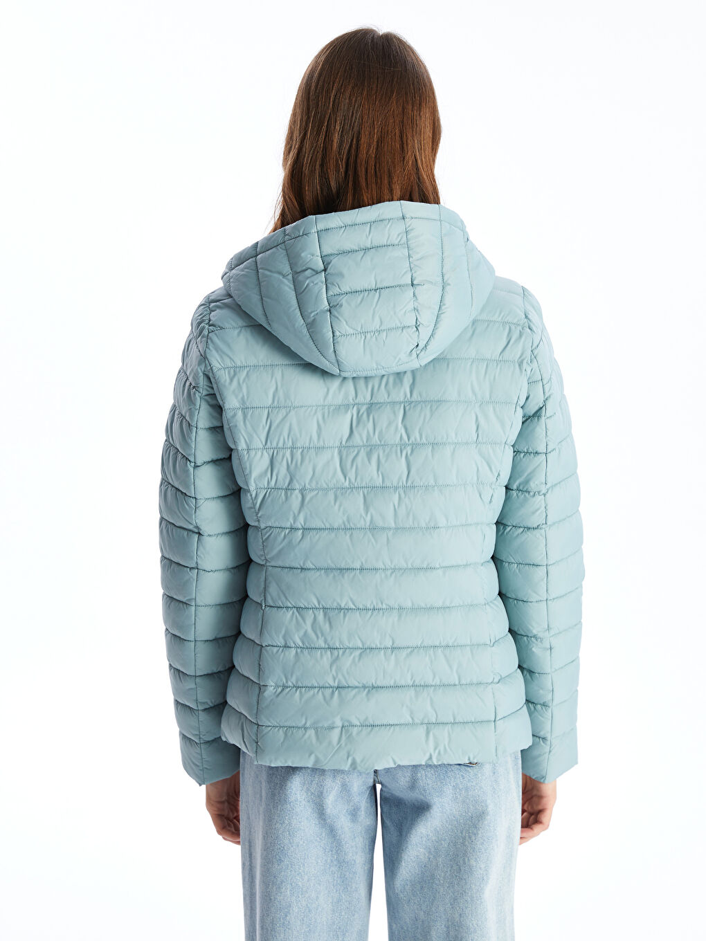 Women's Hooded Plain Puffer Coat-5