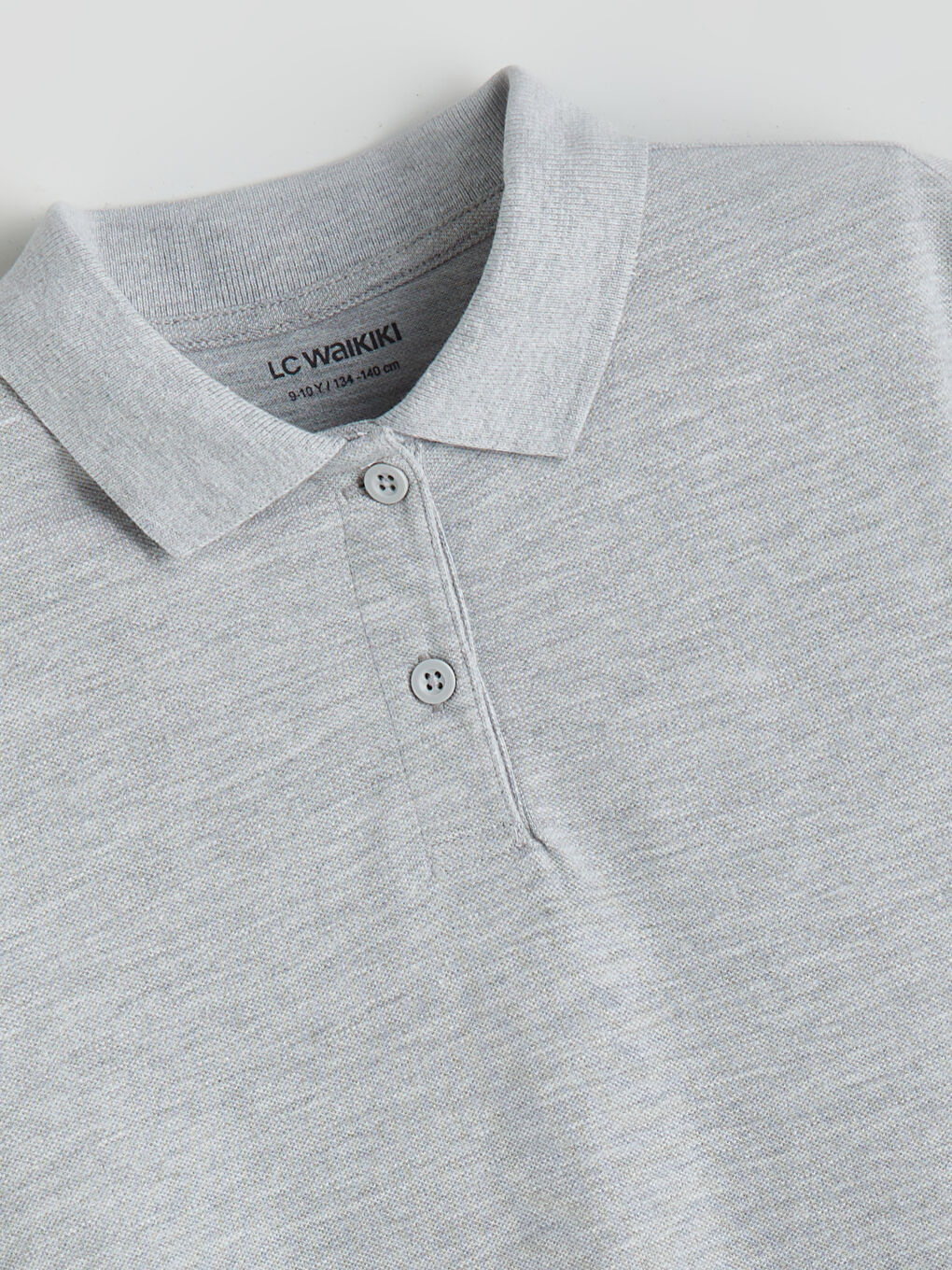 Gri Polo Yaka Kız Çocuk Tişört-6