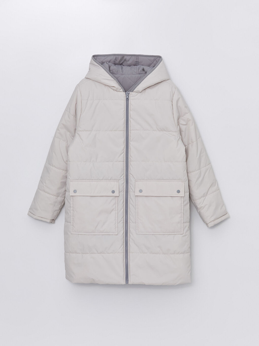 Geacă Matlasată Reversibilă Cu Glugă pentru Femei-6