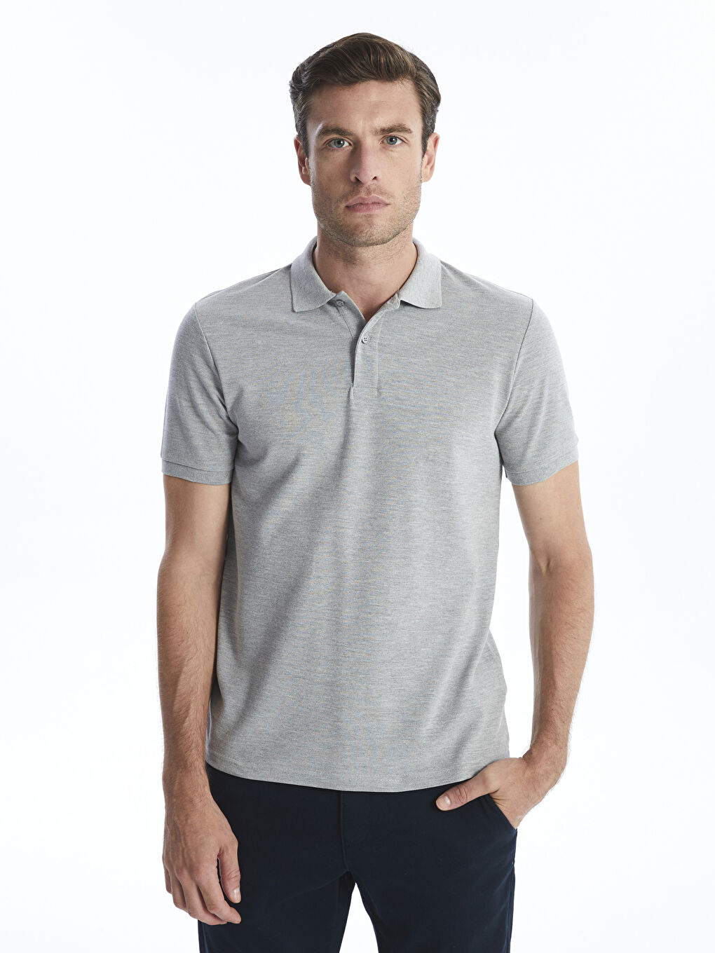 T-shirt en piqué à manches courtes et col polo pour homme-1