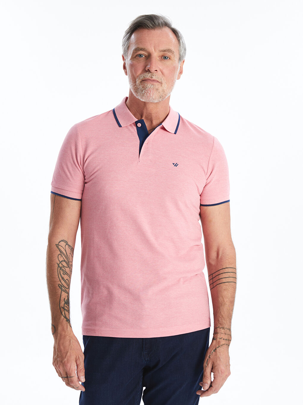 Polo Neck Short Sleeve Pique Men's T-Shirt -W40809Z8-ESF