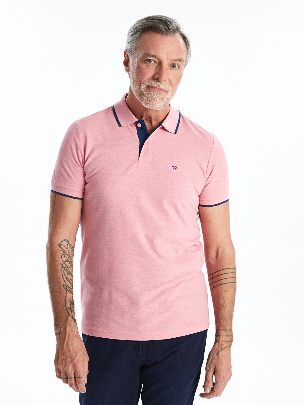Polo Neck Short Sleeve Pique Men's T-Shirt -W40809Z8-ESF
