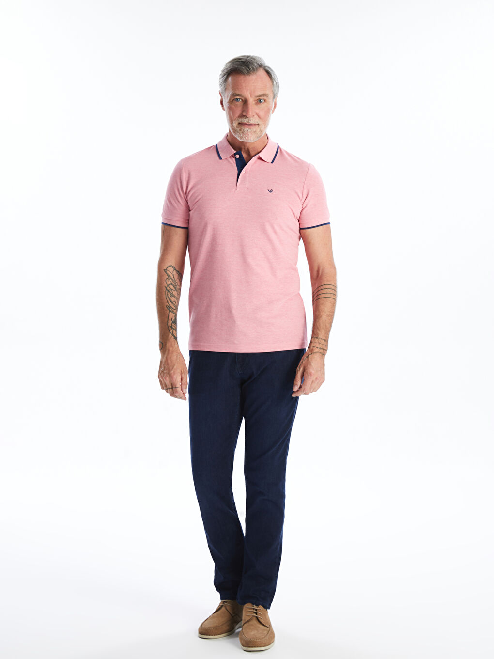 Polo Neck Short Sleeve Pique Men's T-Shirt -W40809Z8-ESF