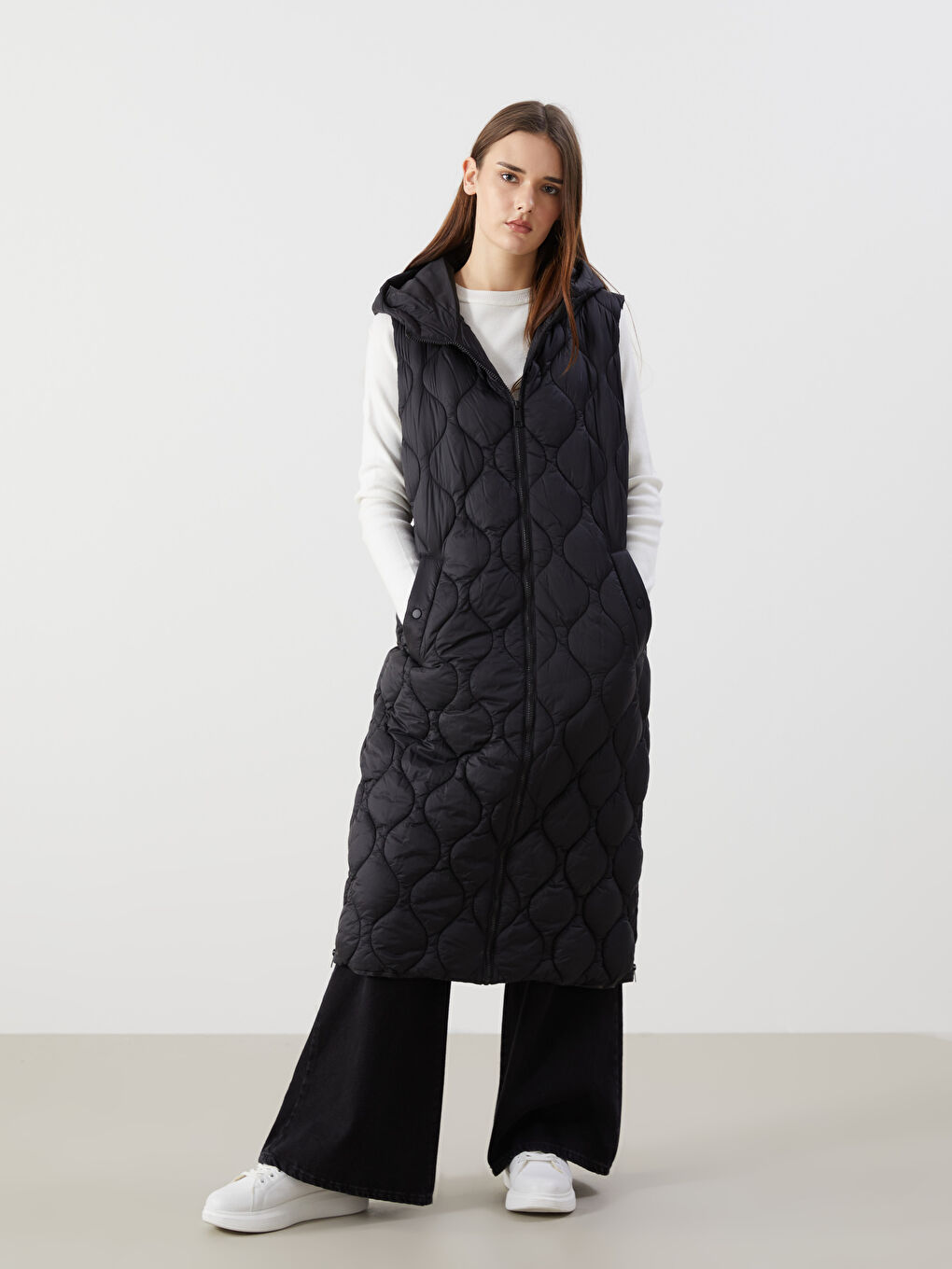 Hooded Quilted Women's Puffer Gilet-1