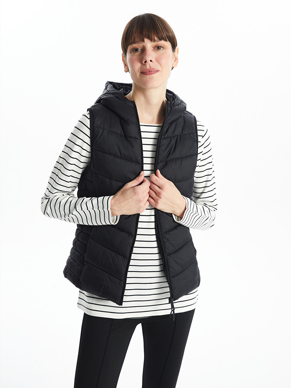 Women's Hooded Plain Puffer Gilet