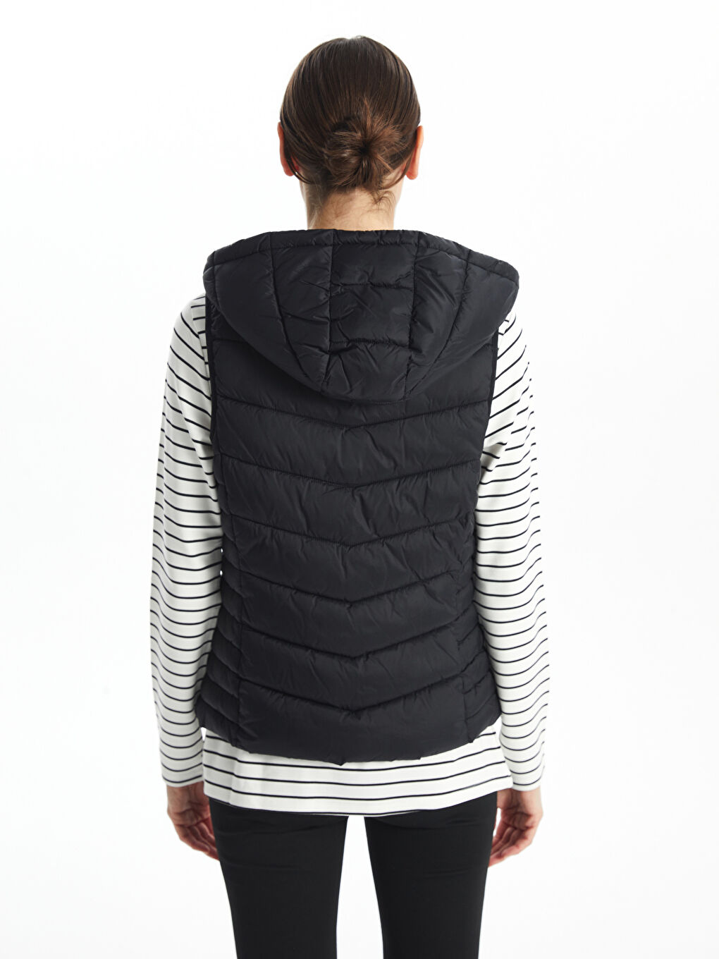 Women's Hooded Plain Puffer Gilet-4