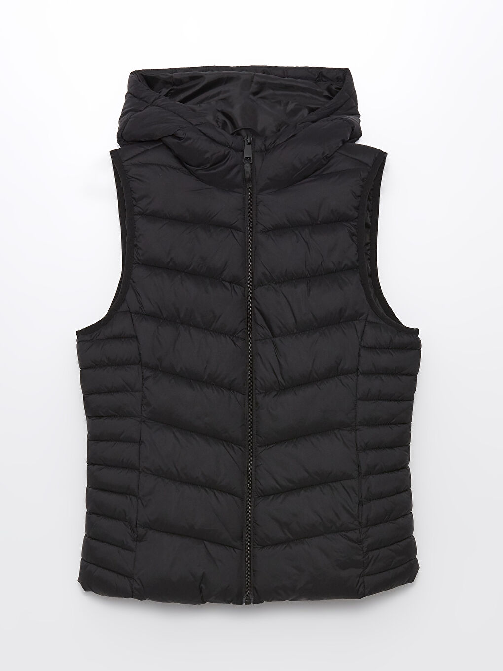Women's Hooded Plain Puffer Gilet-5
