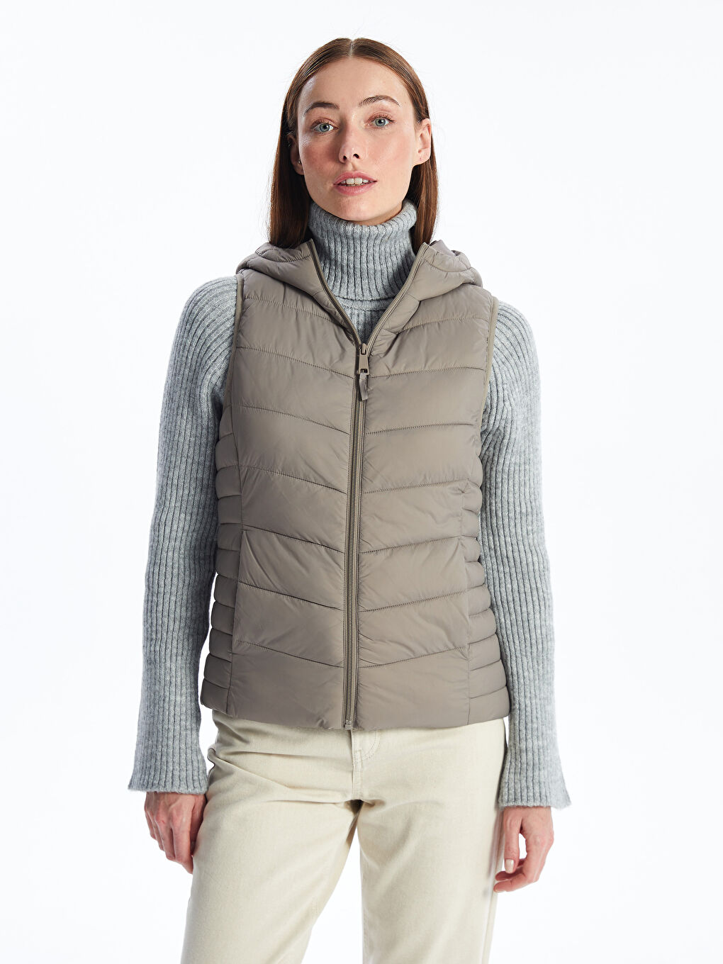 Women's Hooded Plain Puffer Gilet