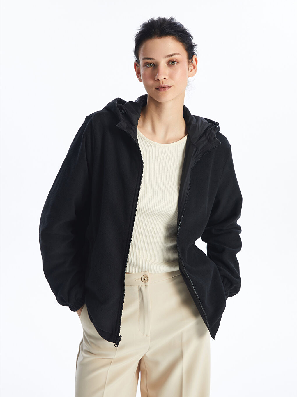 Hooded Reversible Women's Raincoat -W40830Z8-CVL