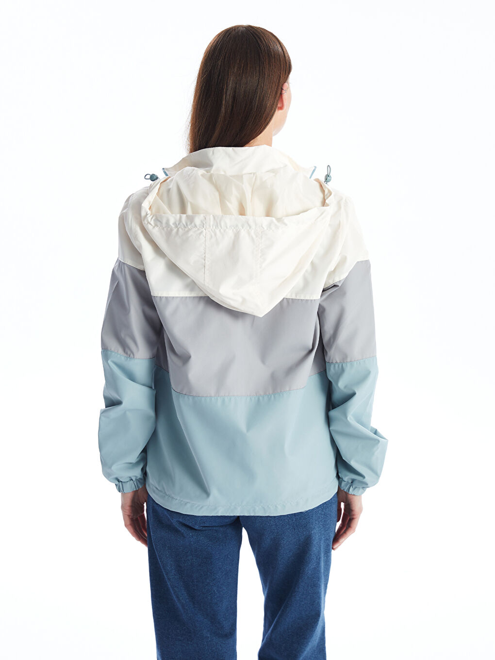 Hooded Color Block Women's Raincoat-4