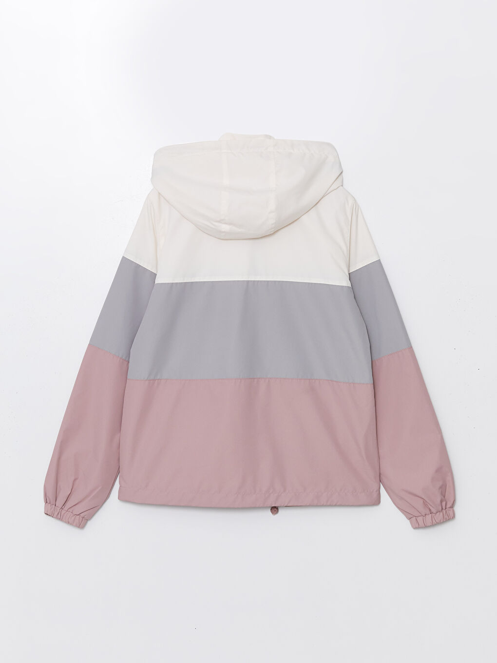 Дъждобран за жени с качулка и цветен блок-7