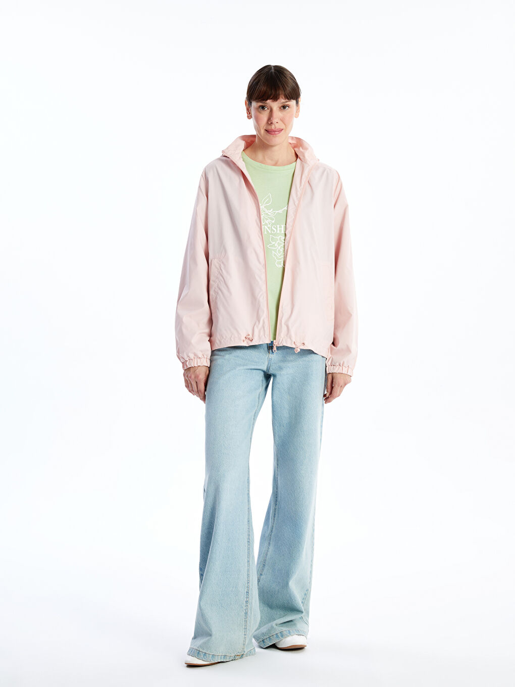 Women's Hooded Plain Raincoat-1