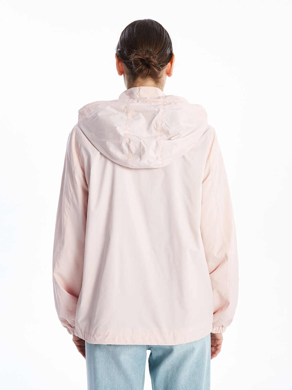 Women's Hooded Plain Raincoat-4