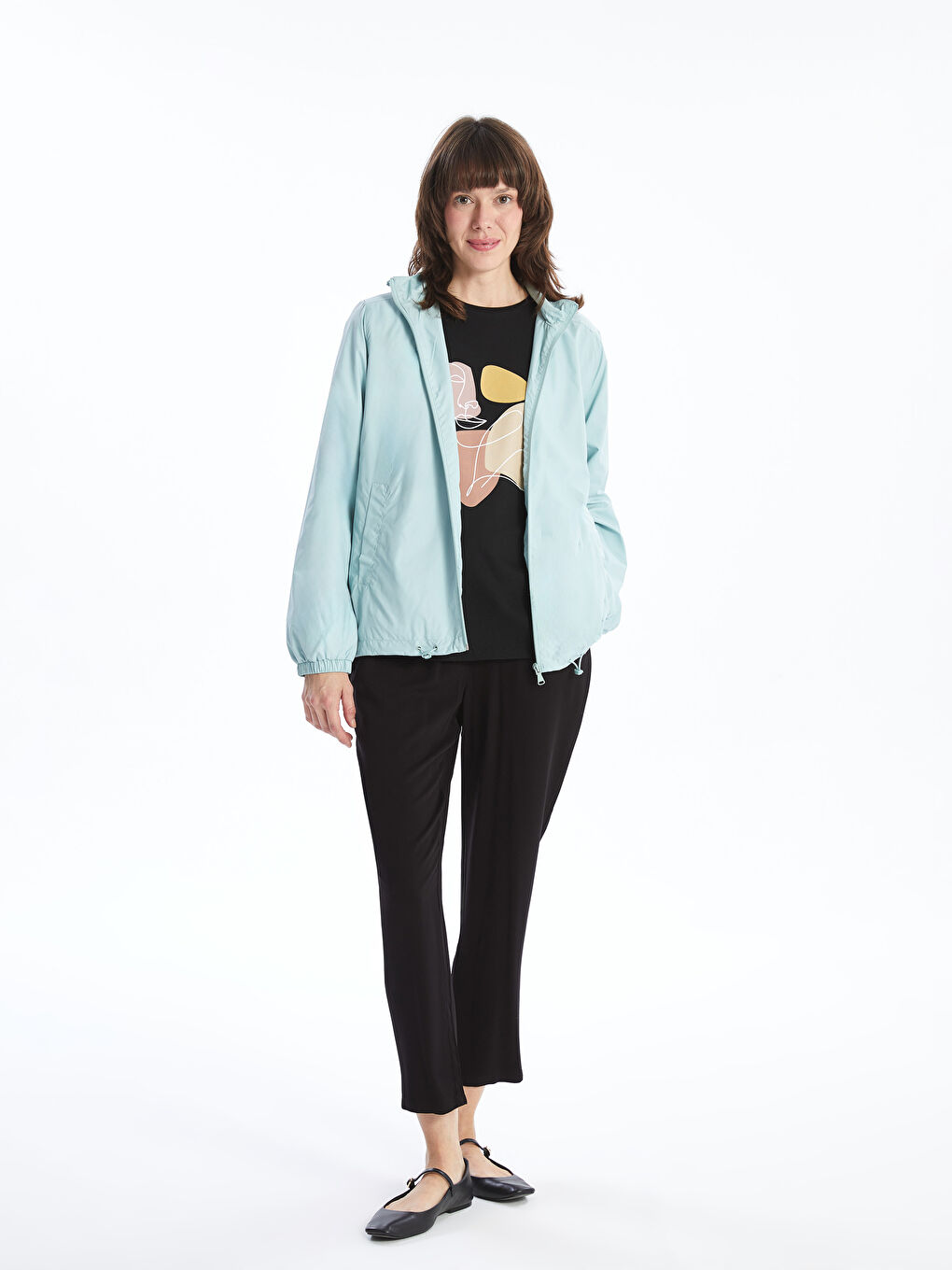Women's Hooded Plain Raincoat-1