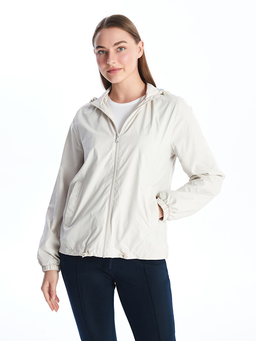 Women's Hooded Plain Raincoat-1